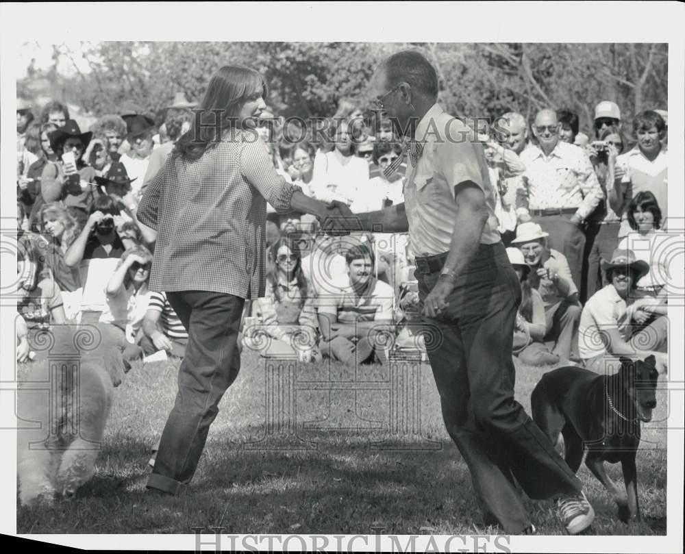1979 Press Photo Dogs Dance With Masters at Wurstfest in New Braunfels, Texas