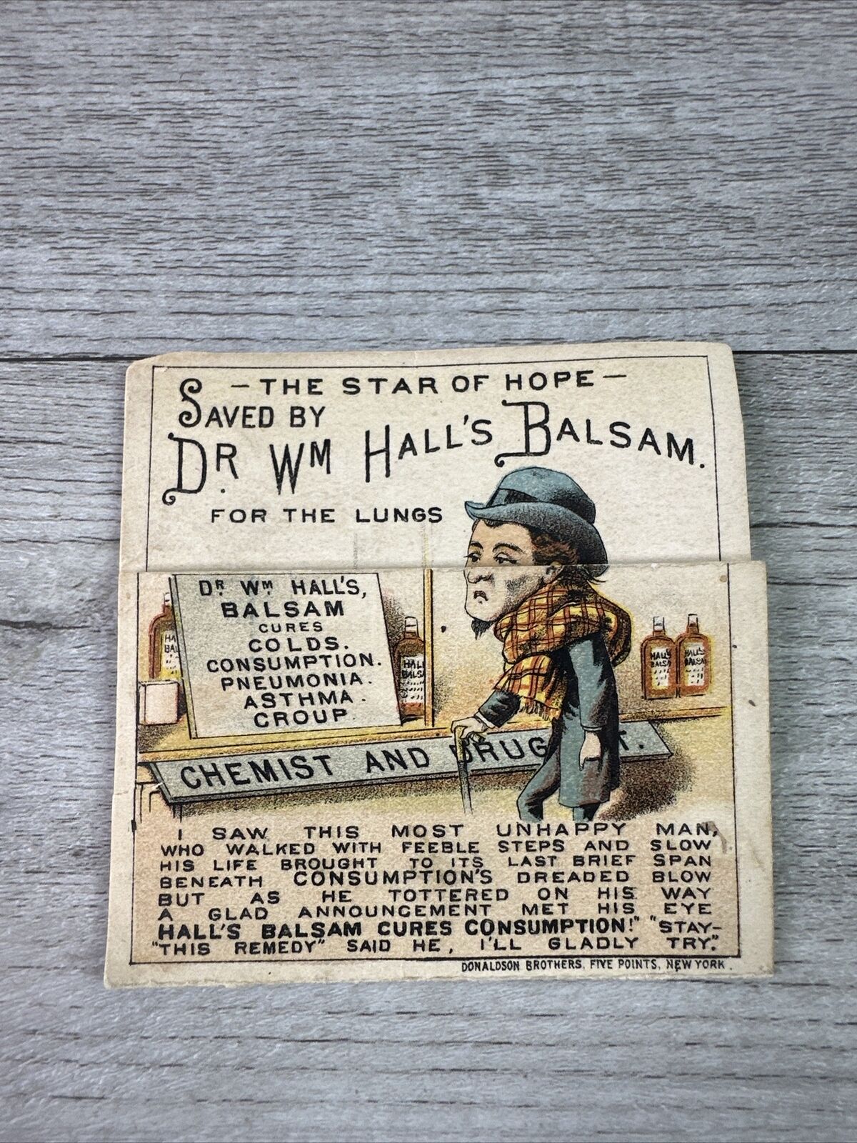 Metamorphic or Transformation Card Dr Wm Halls Balsam Cure w/Before After Illus