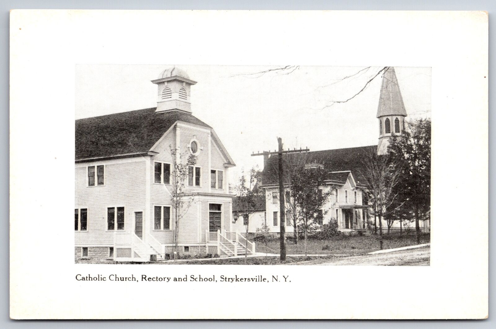 Strykersville New York~Catholic Church~Rectory & School~c1960 Postcard