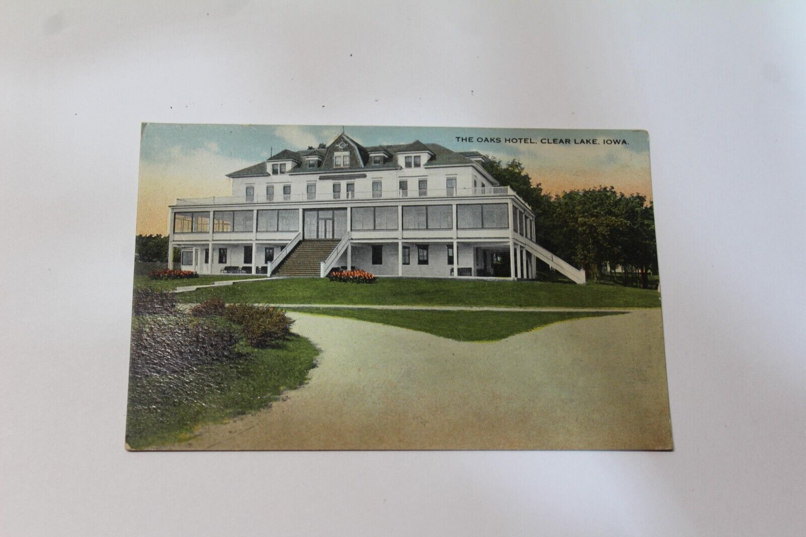 The Oaks Hotel  Clear Lake Iowa picture postcard  vintage early 1900\'s