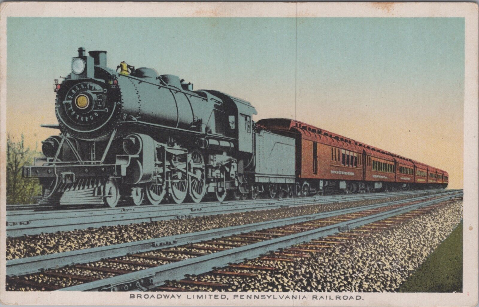 c1920s Postcard Locomotive Broadway LImited, Pennsylvania Railroad B4601d3.5