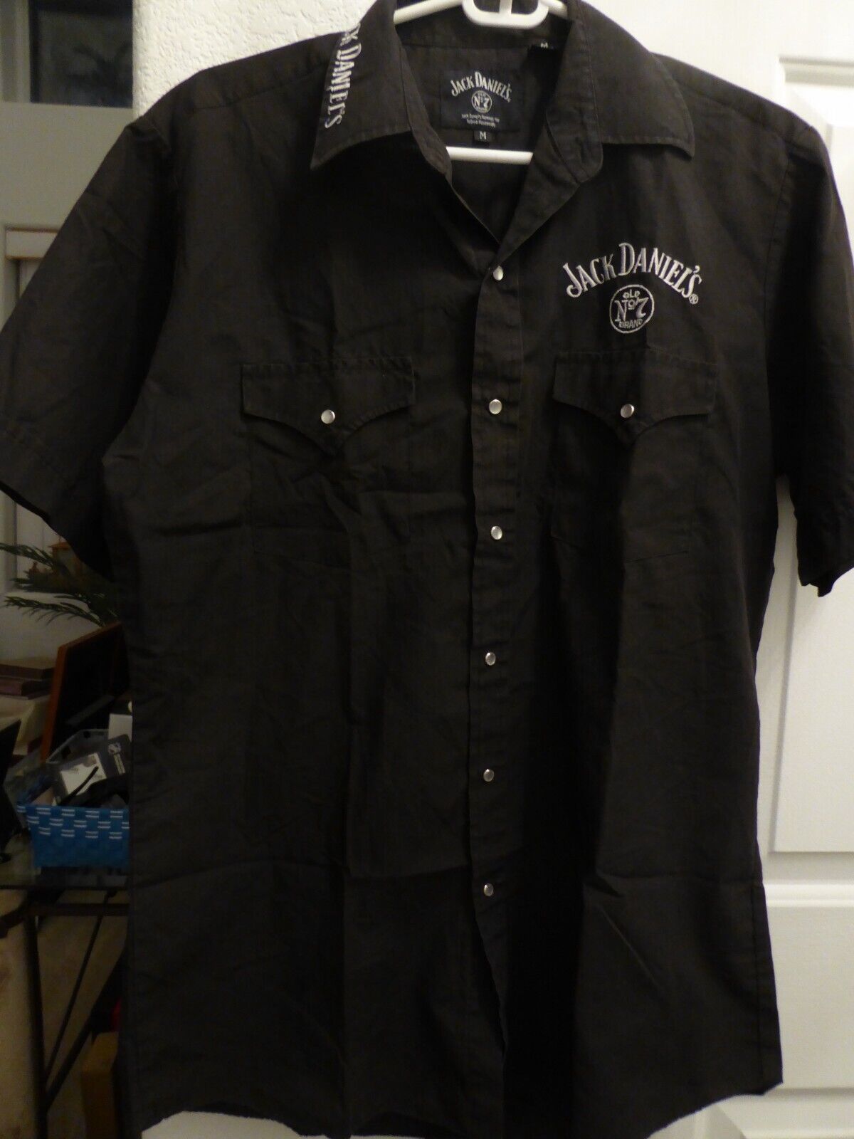 Jack Daniels Black Short Sleeve Button Down Shirt Black
