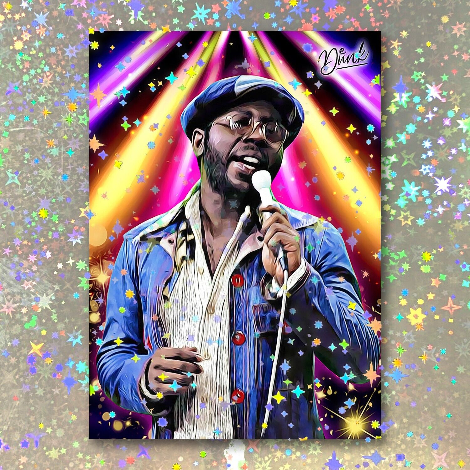 Curtis Mayfield Holographic Headliner Sketch Card Limited 1/5 Dr. Dunk Signed