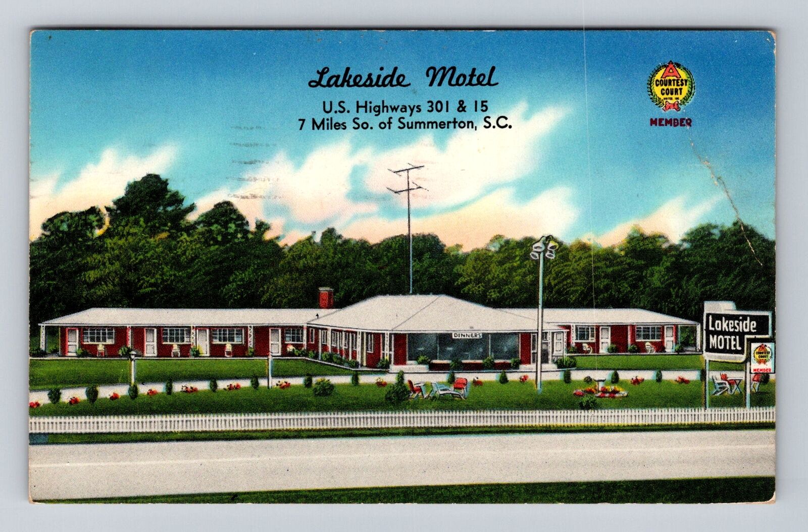 Summerton SC-South Carolina, Lakeside Motel Advertising Vintage c1960 Postcard