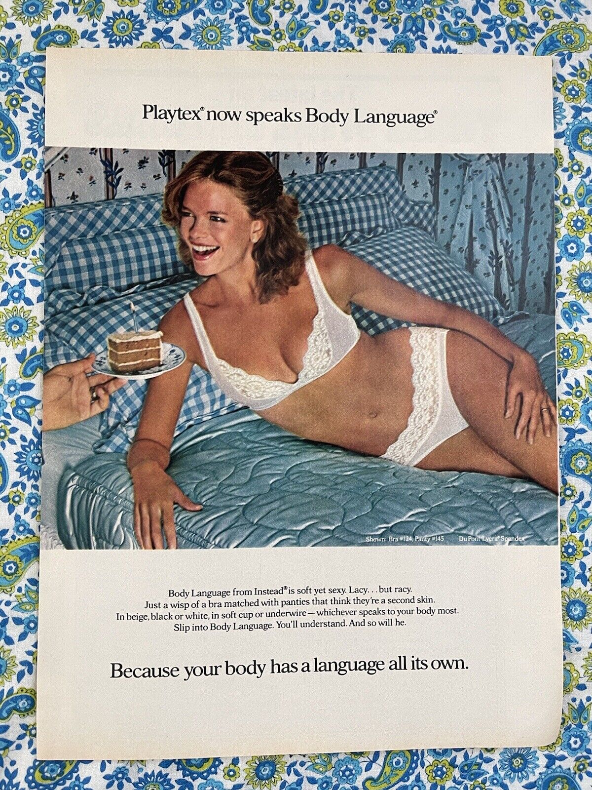 Vintage 1980 Playtex Body Language Print Ad Womens  Undergarments Intimate
