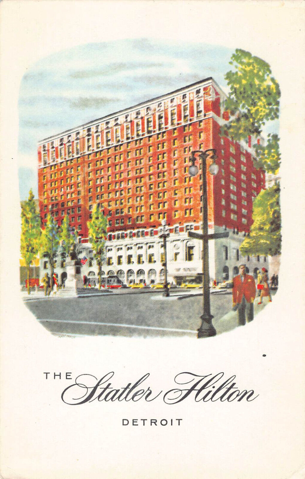 The Statler Hilton Detroit Michigan Grand Circus Park postcard card