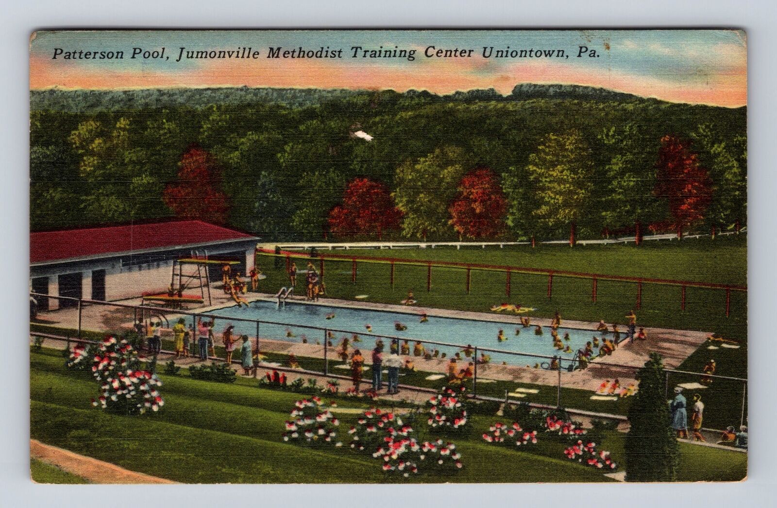 Uniontown PA-Pennsylvania Jumonville Training Center Pool Vintage c1956 Postcard