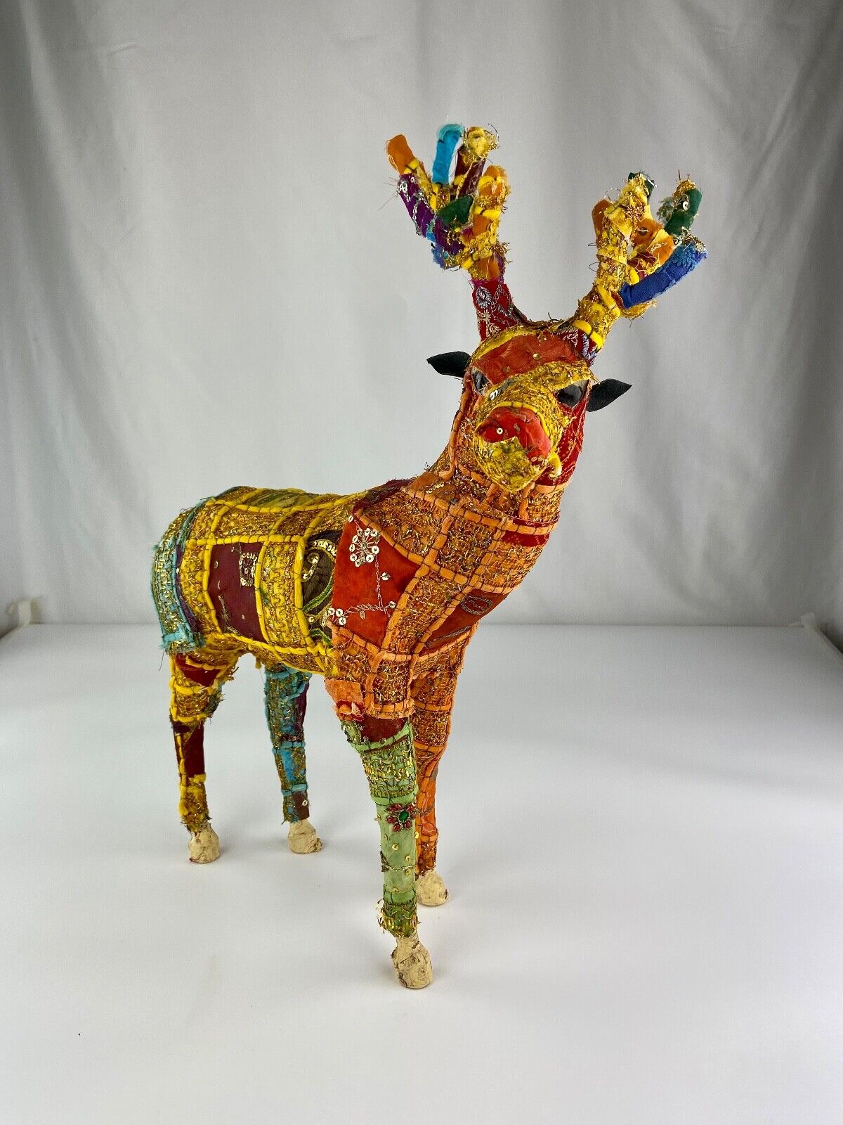 Vintage Handcrafted  Kantha Deer Standing Stag Large  Size