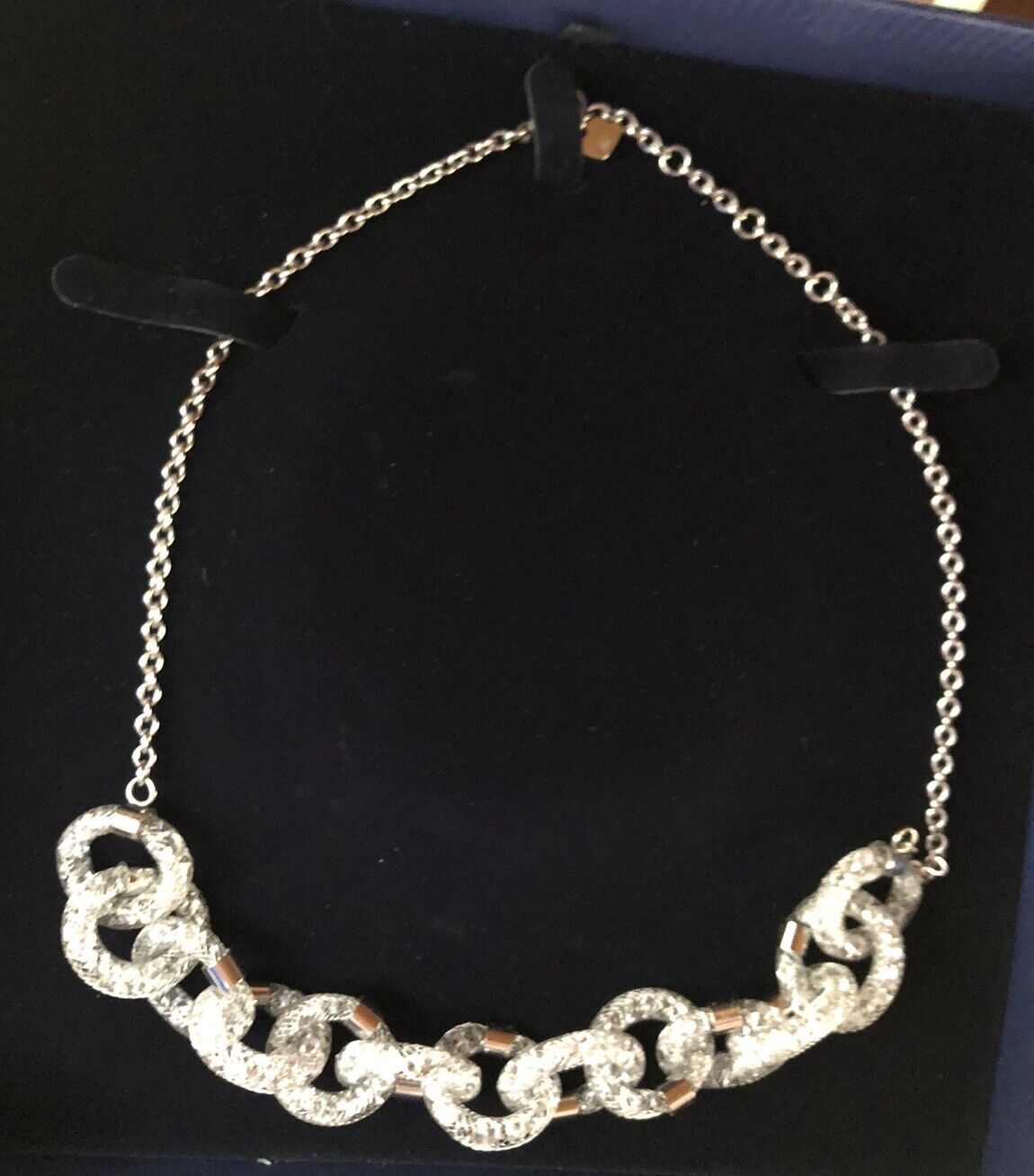 Swarovski Crystal 5180117 Chain Link Stardust White Crystal Plated  Necklace 18”