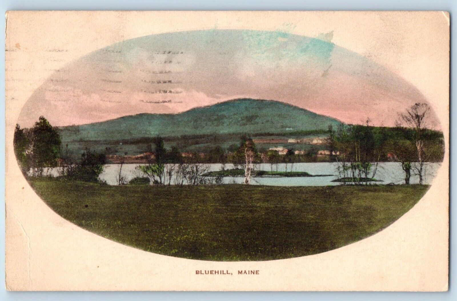 Bluehill Maine Postcard Exterior View Lake River Mountain 1946 Vintage Antique