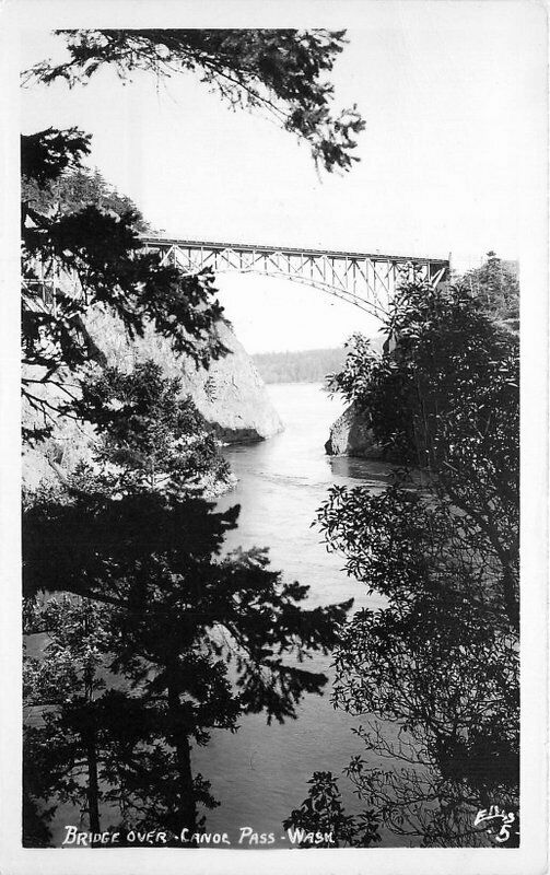 Bridge Canoe Pass Washington Ellis #51940s RPPC Photo Postcard 20-2239