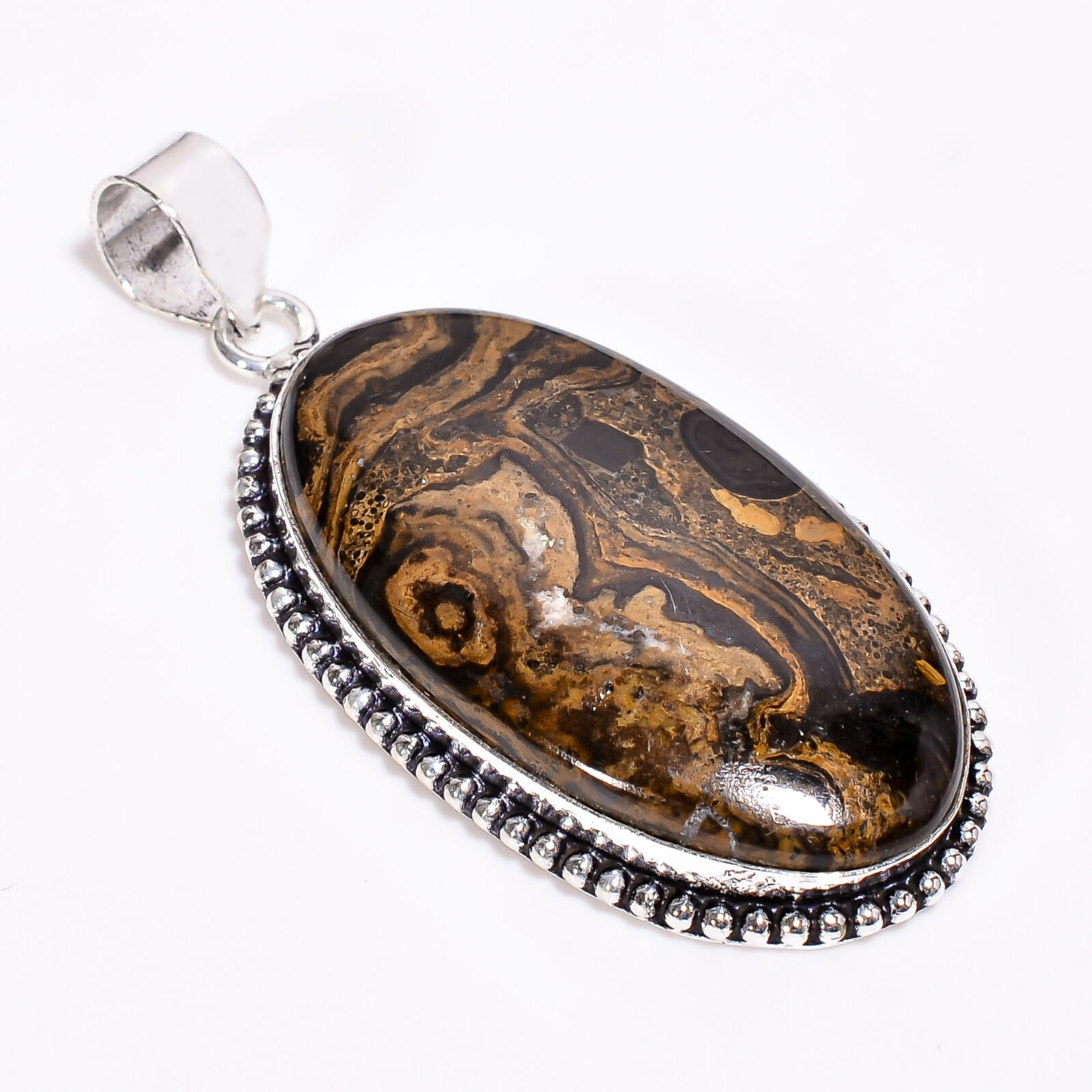 Stromatolite Vintage Handmade Jewelry 925 Silver Plated Pendant 2.4\