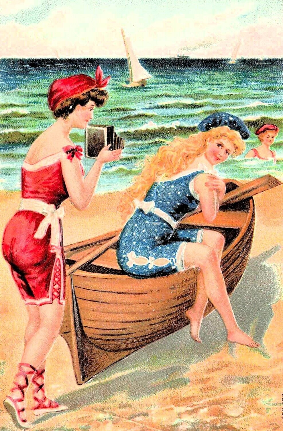 Bathing Beauty Florida Beach Risque Cute Girls Sailboat Bikini 2x3 Fridge Magnet