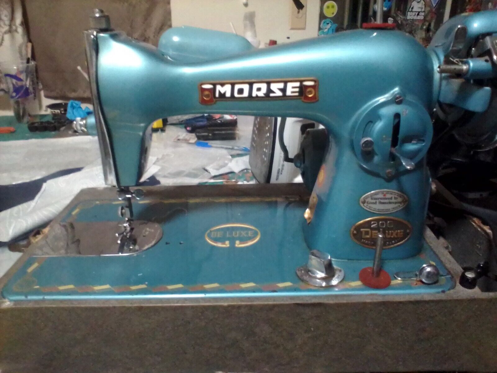 Vintage Morse Deluxe 200 Sewing Machine With Original Case