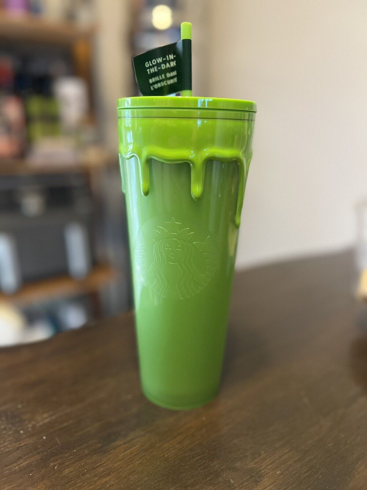 Starbucks Halloween Slime Green Drip Glow In The Dark Tumbler Cold Cup