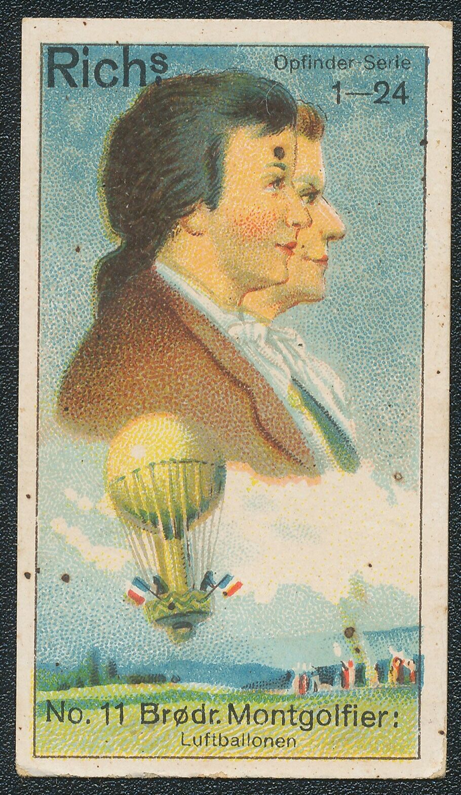 1927 RICH\'S COFFEE MONTGOLFIER BROTHERS INVENTOR BALLOONS OPFINDER CARD #11