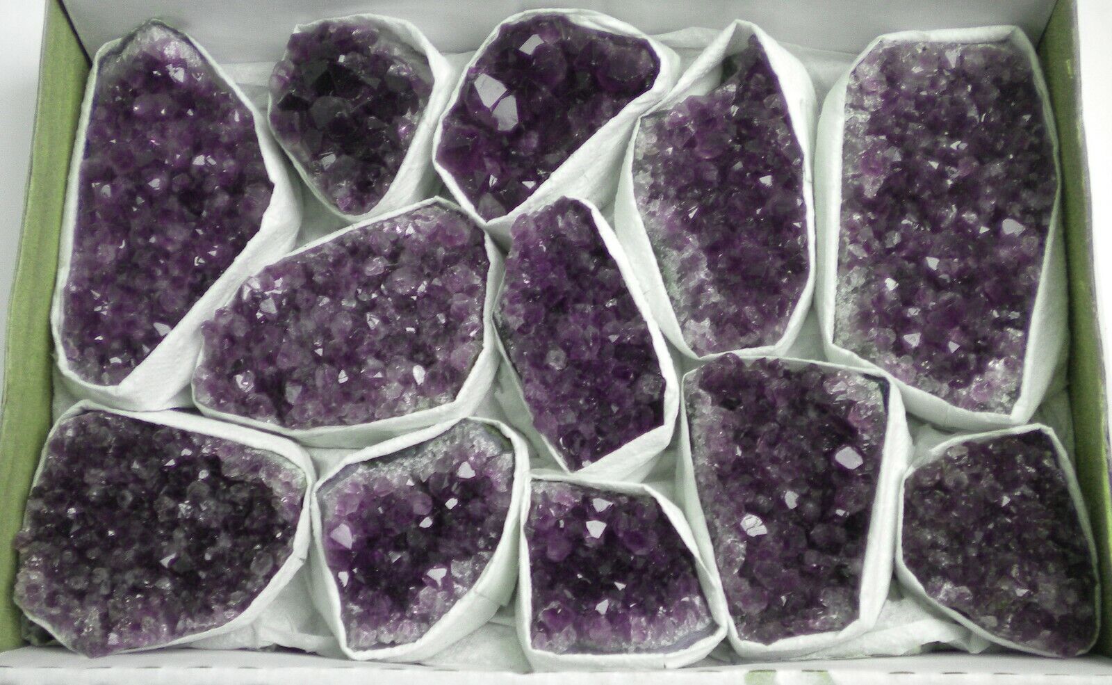 12 Pc Lot Flat Amethyst Crystal Geode Cluster - 2 lbs 4 oz -  Bulk  - AMY270