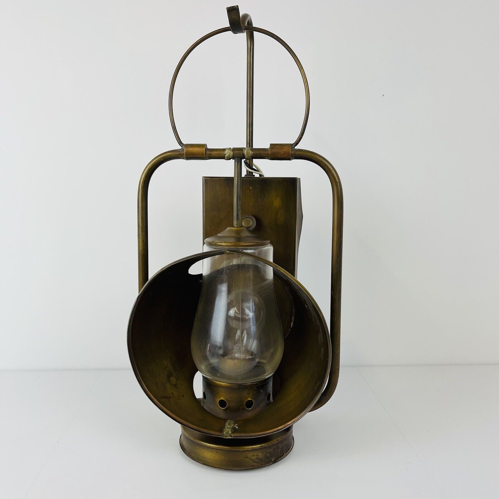 Vintage Feldman Company Los Angeles Wall Light Fixture Lantern Style MCM Brass