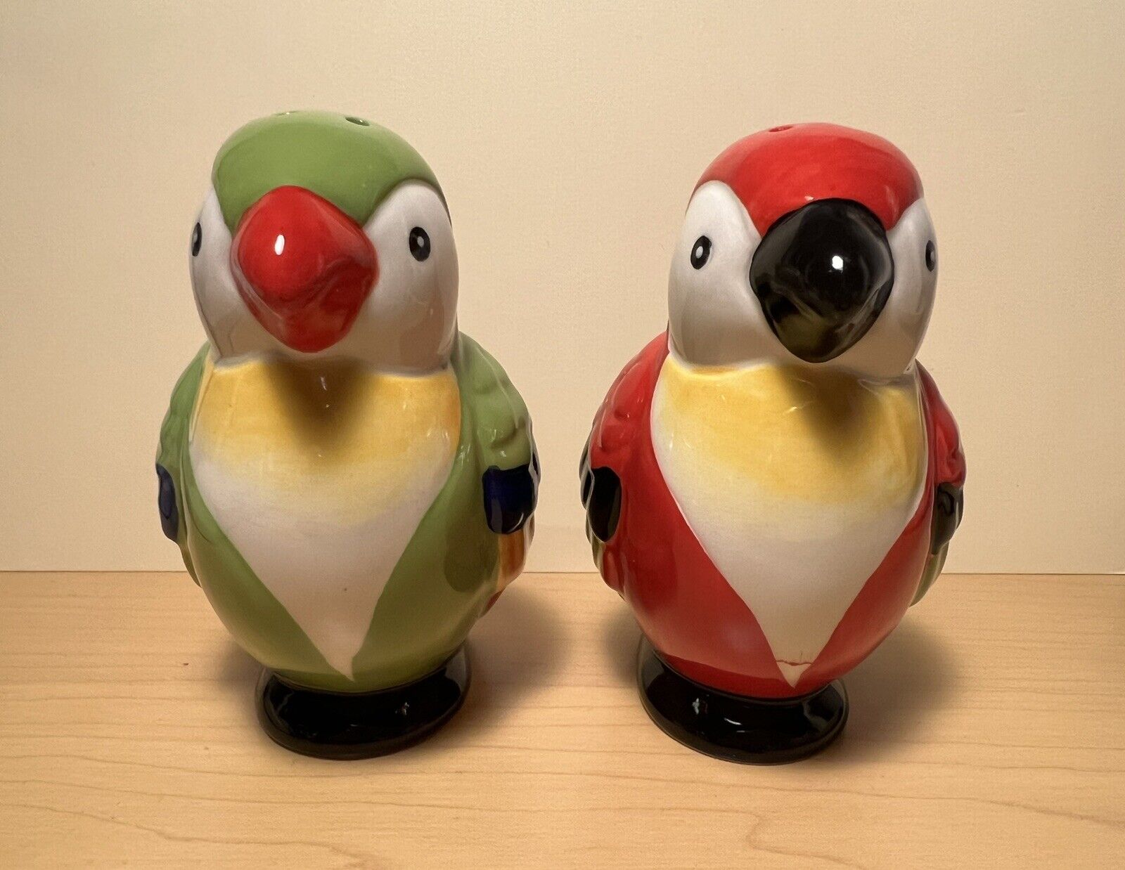 Pier One Cute & Colorful Parrot Salt and Pepper Shakers. *retired*