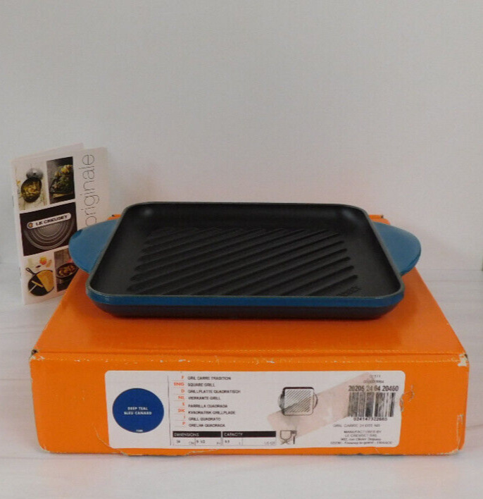 Le Creuset Cast Iron 9.5 Inch Square Grill, Deep Teal * NEW *