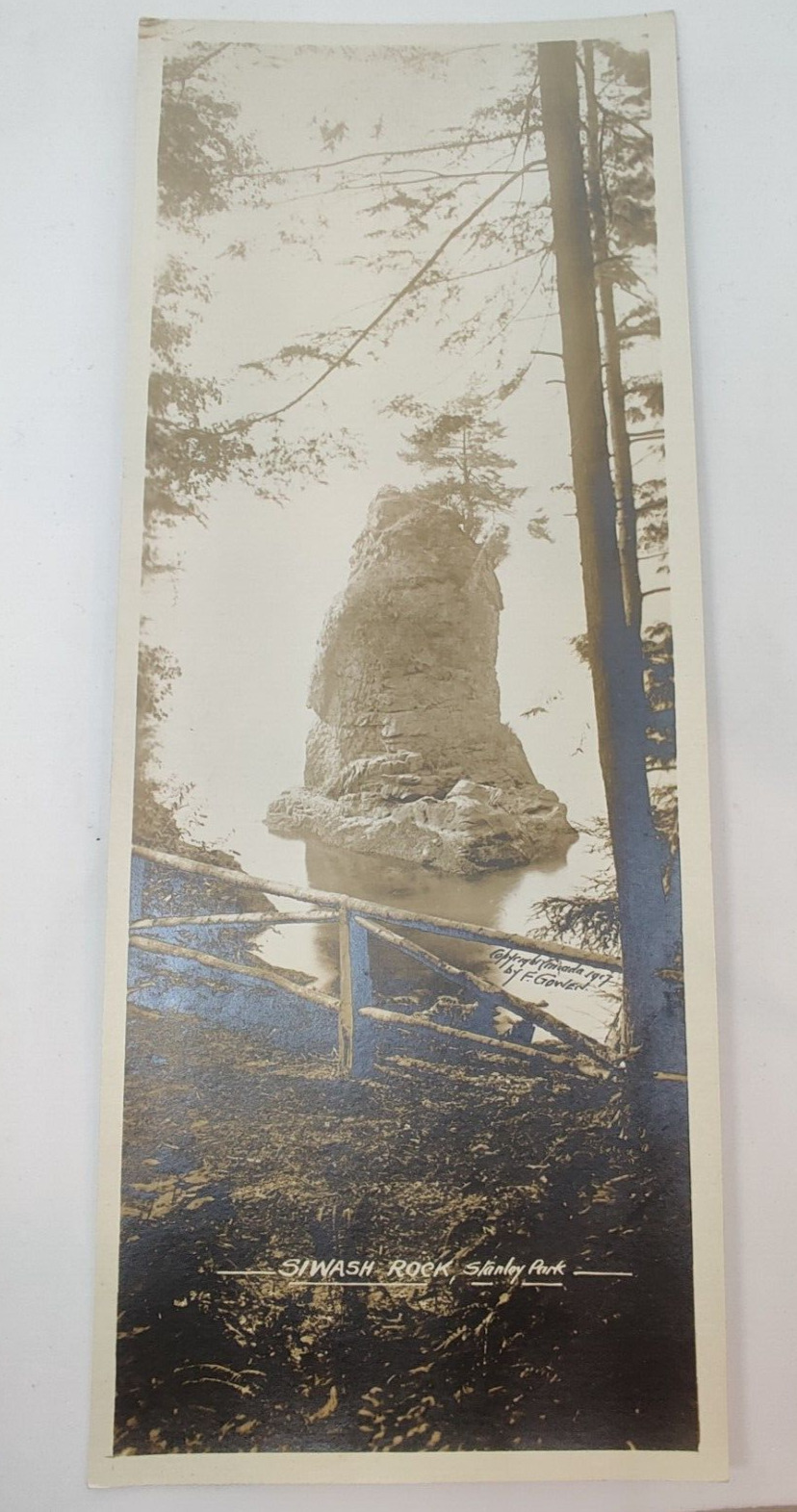 Vintage 1917 Picture Card Siwash Rock Stanley Park Vancouver BC Canada 9x3.5