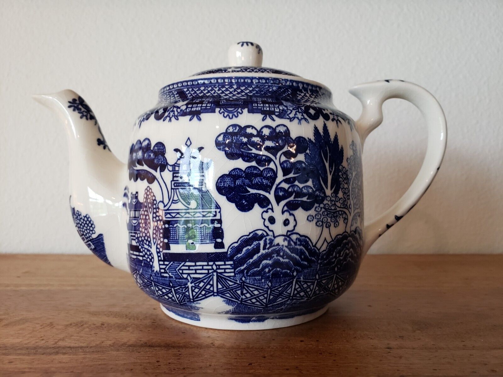Vintage Japanese Blue Willow Teapot
