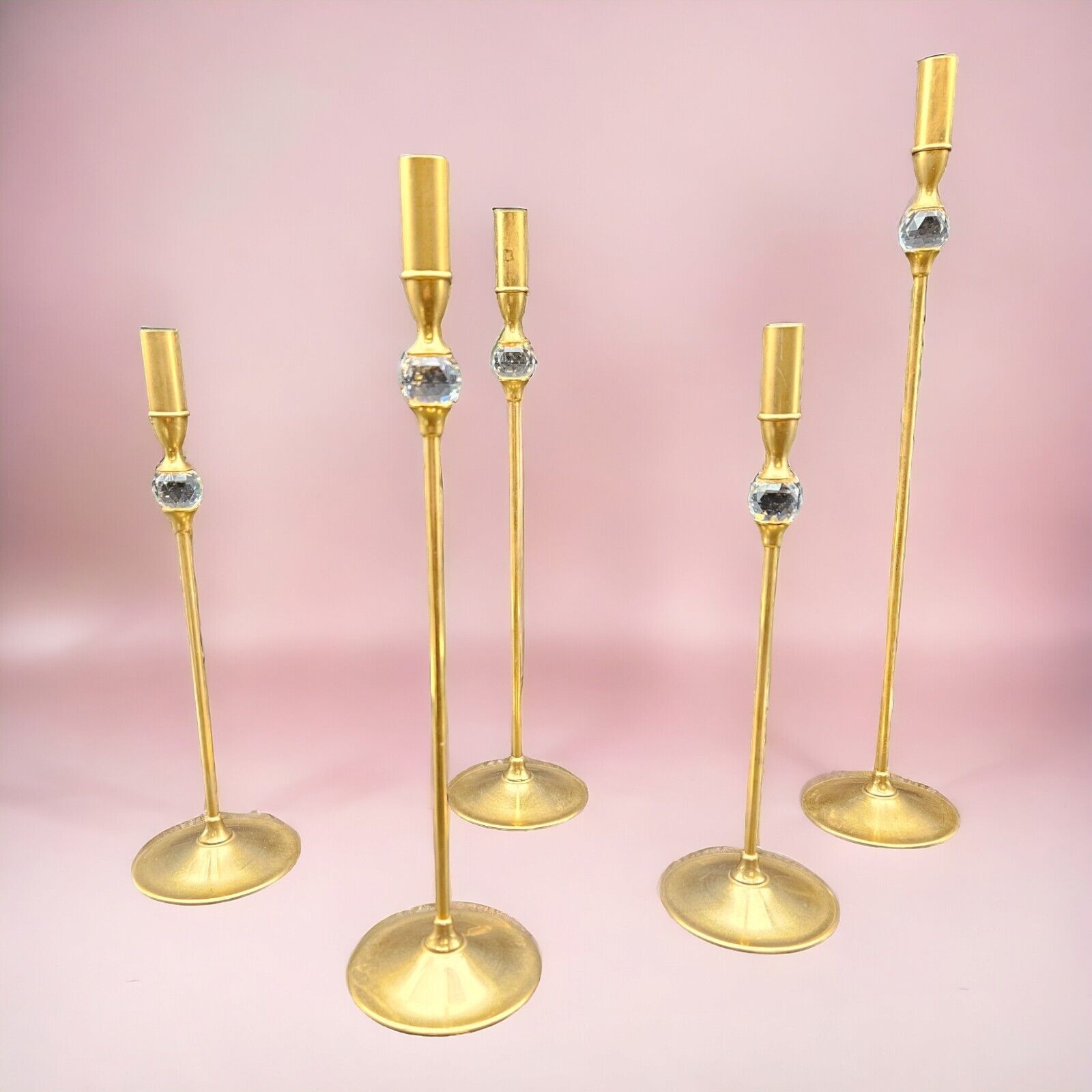 MCM Valerio Albarello Candlestick   Swarovski Crystal 24k Gold-Plated Set of 5