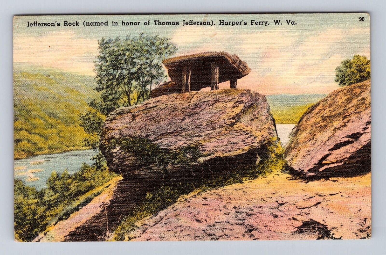 Harper\'s Ferry WV-West Virginia, Jefferson\'s Rock, Antique Vintage Postcard