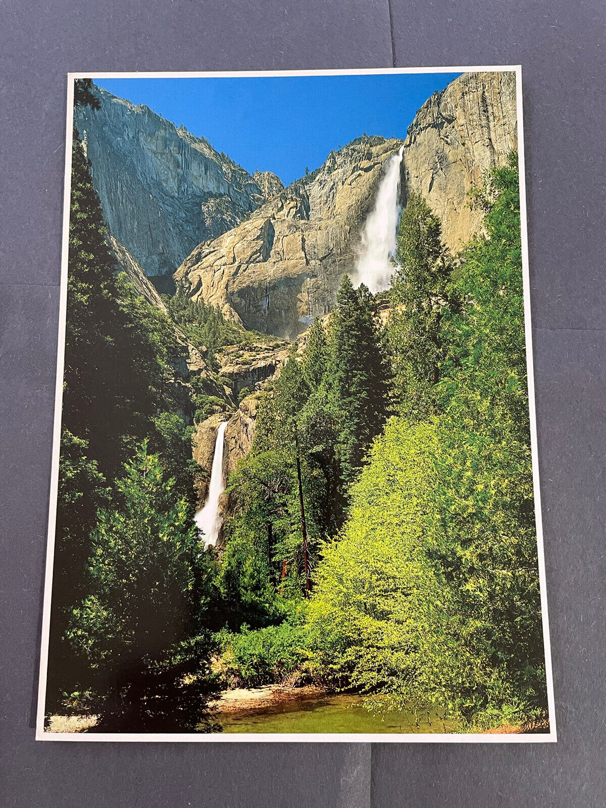 Postcard Beautiful Upper & Lower Falls Yosemite National Park California Chrome
