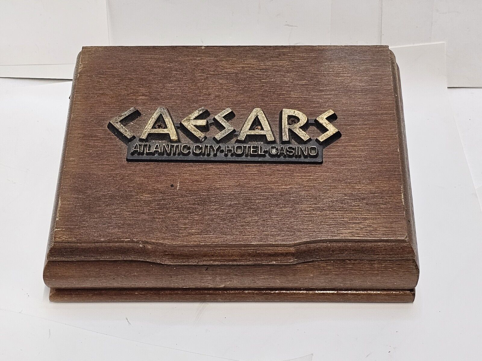 Vintage Caesars Atlantic City Casino Playing Cards Wood Storage Box