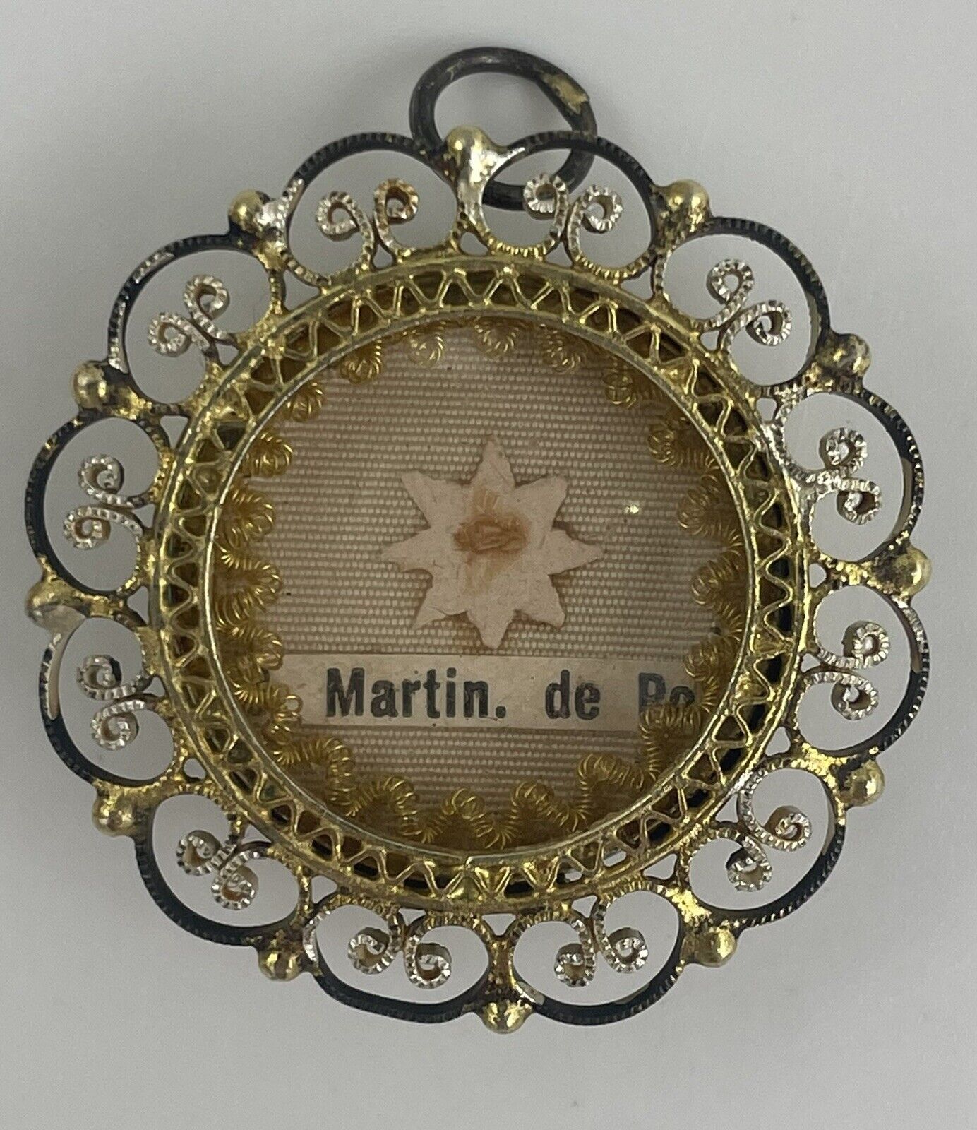 Vintage 800 Silver St. Martin De Porres Reliquary With Seal Necklace Pendant