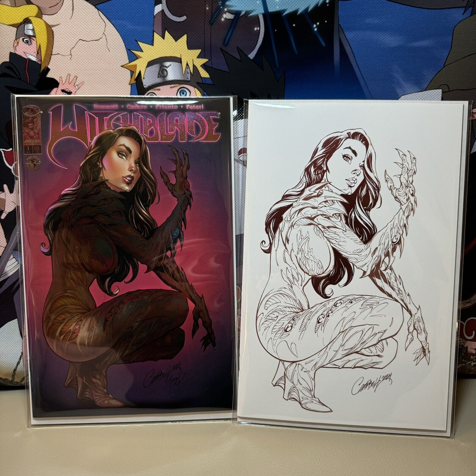 J. Scott Campbell SDCC 2024 Witchblade #1 Cover A (Foil) and Cover B (Line Art)