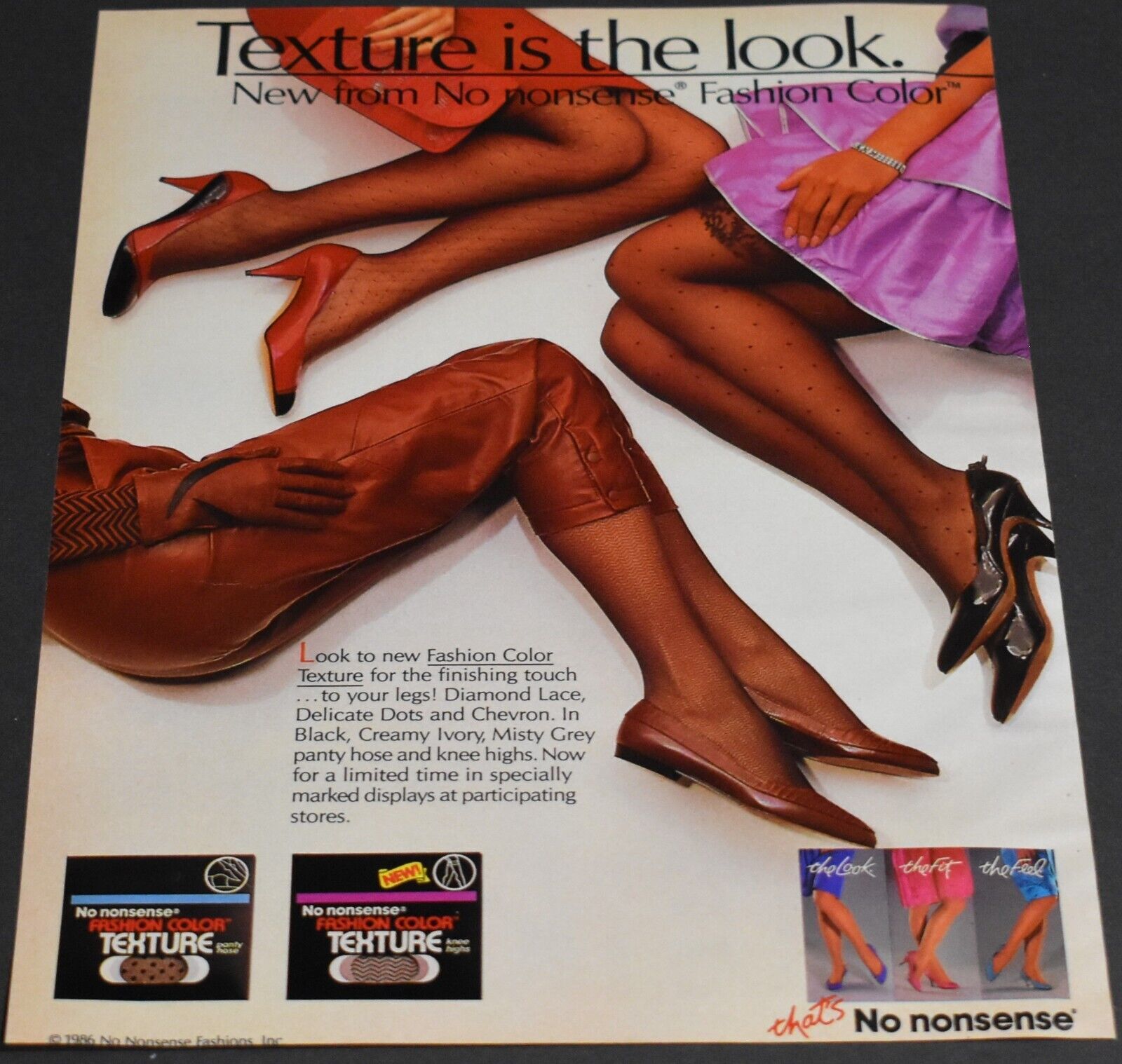 1986 Print Ad Sexy Heels Fashion Lady Long Legs Brunette No Nonsense Pantyhose a