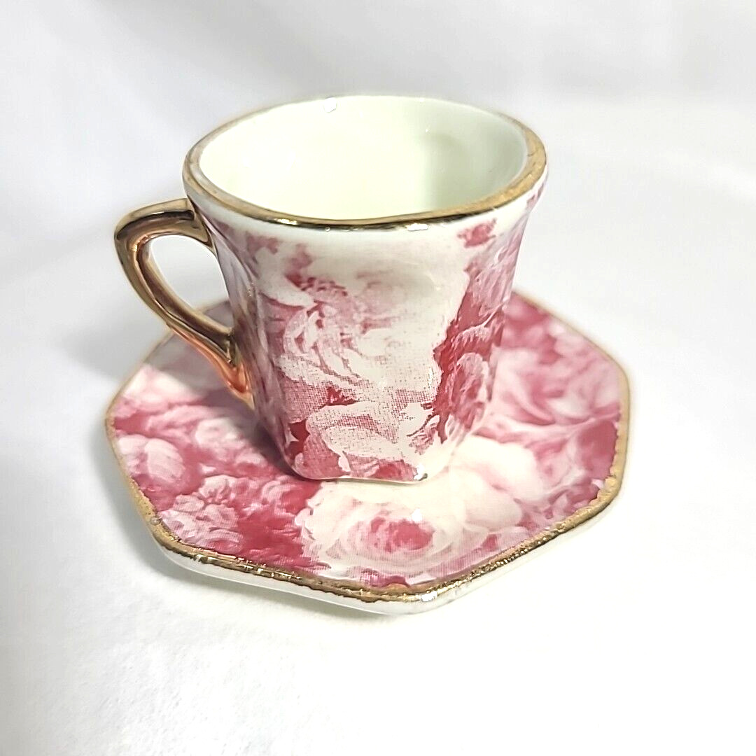 Pink Roses Formalities By Braum Floral Mini Replacement  Teacup & Saucer