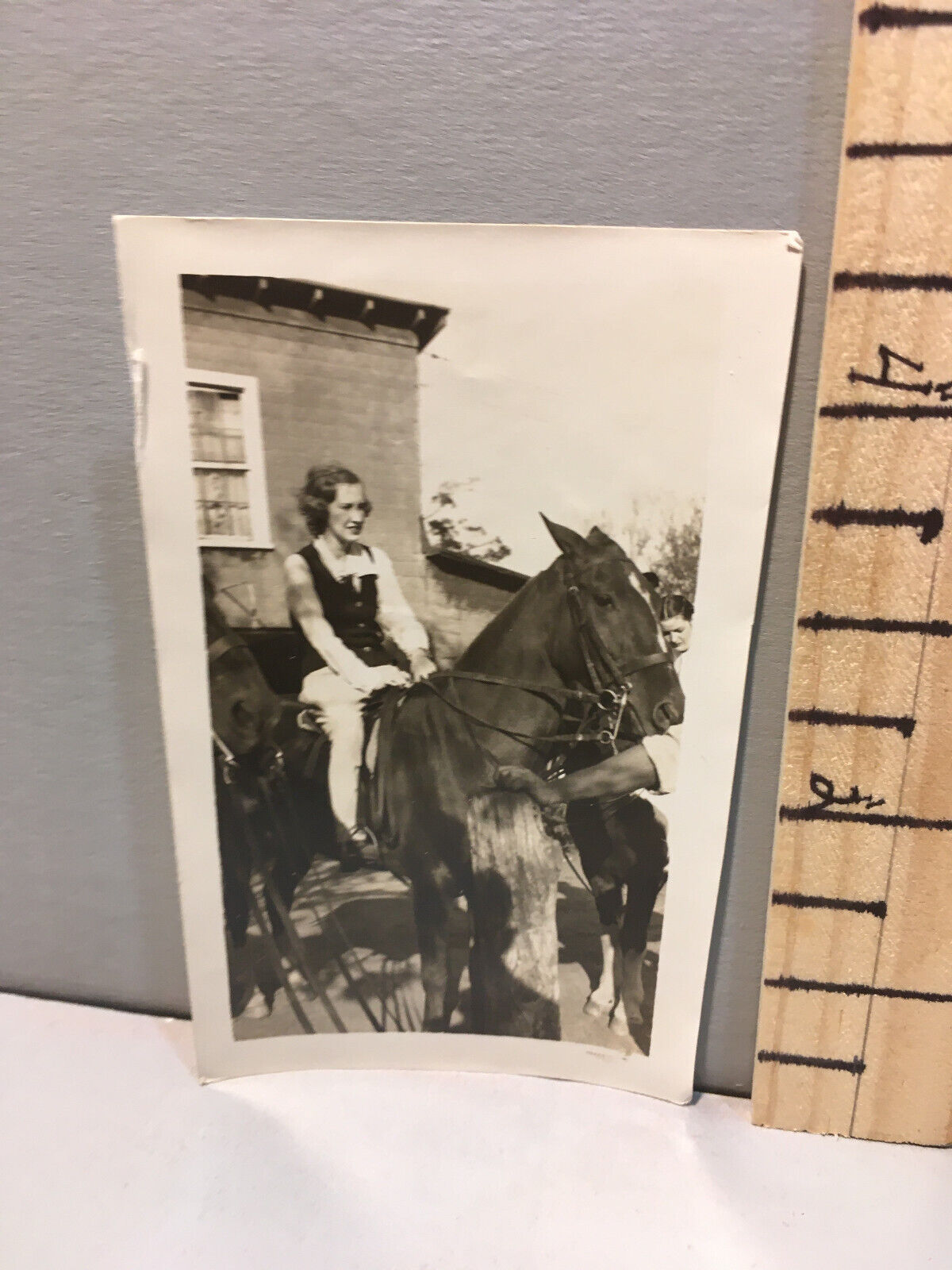 Vintage Photo 30\'s Equestrian  Woman On Horse e