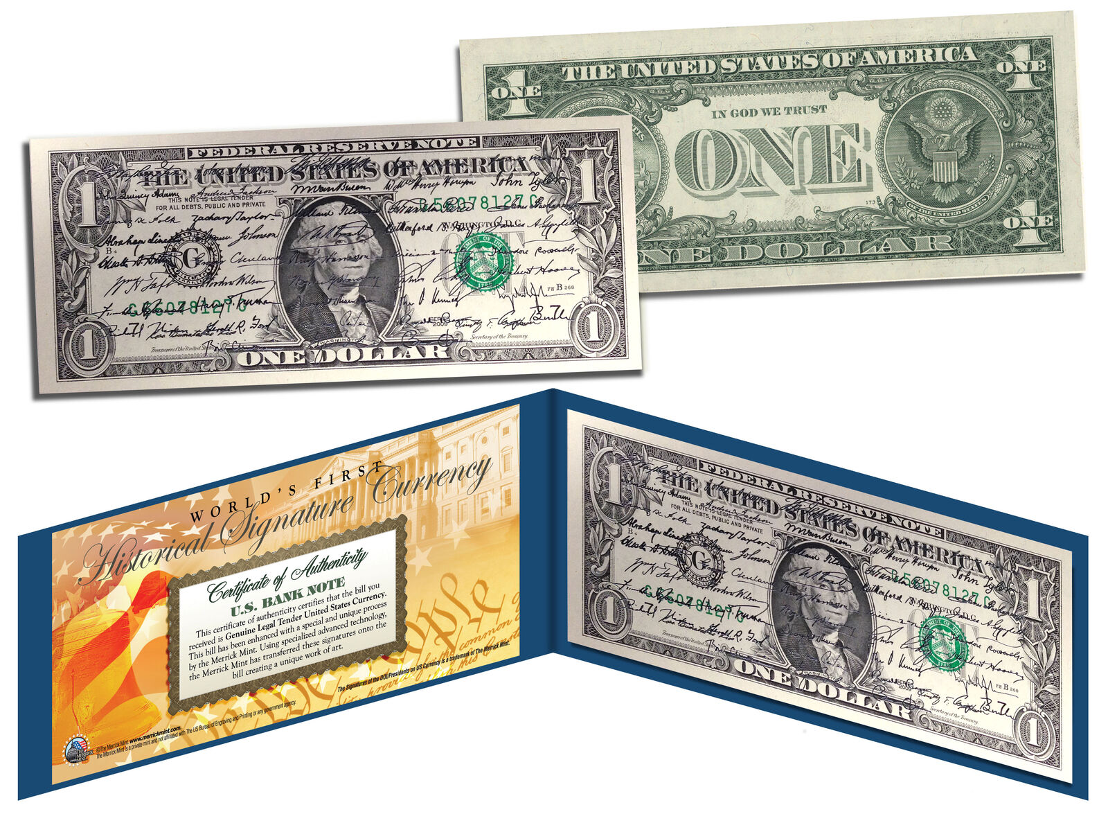 ALL 44 U.S. PRESIDENT SIGNATURES Genuine Legal Tender US $1 Bill *World\'s First*