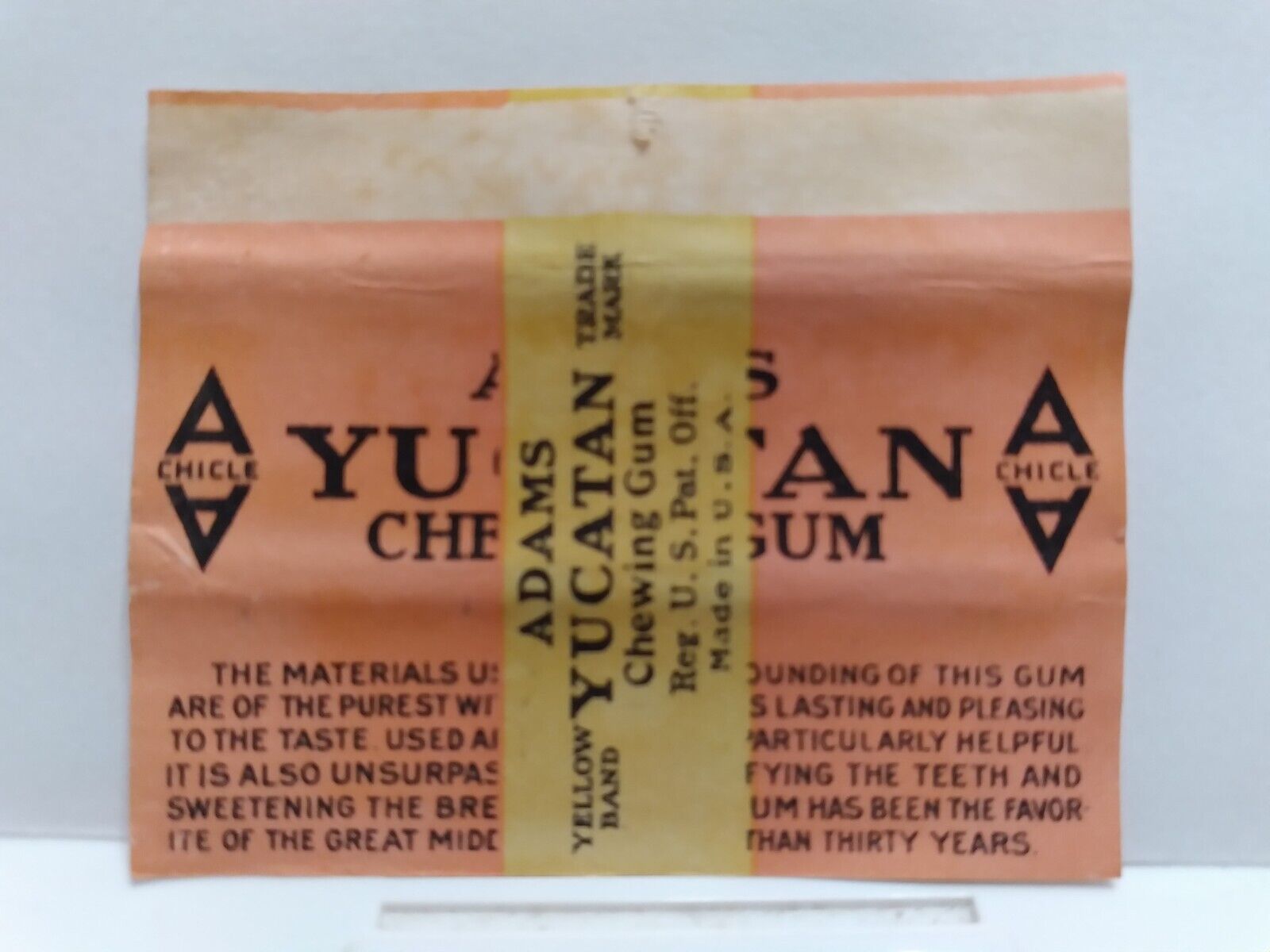 Vtg 1920\'s American Chicle Adams Chewing Gum Wrapper Yucatan