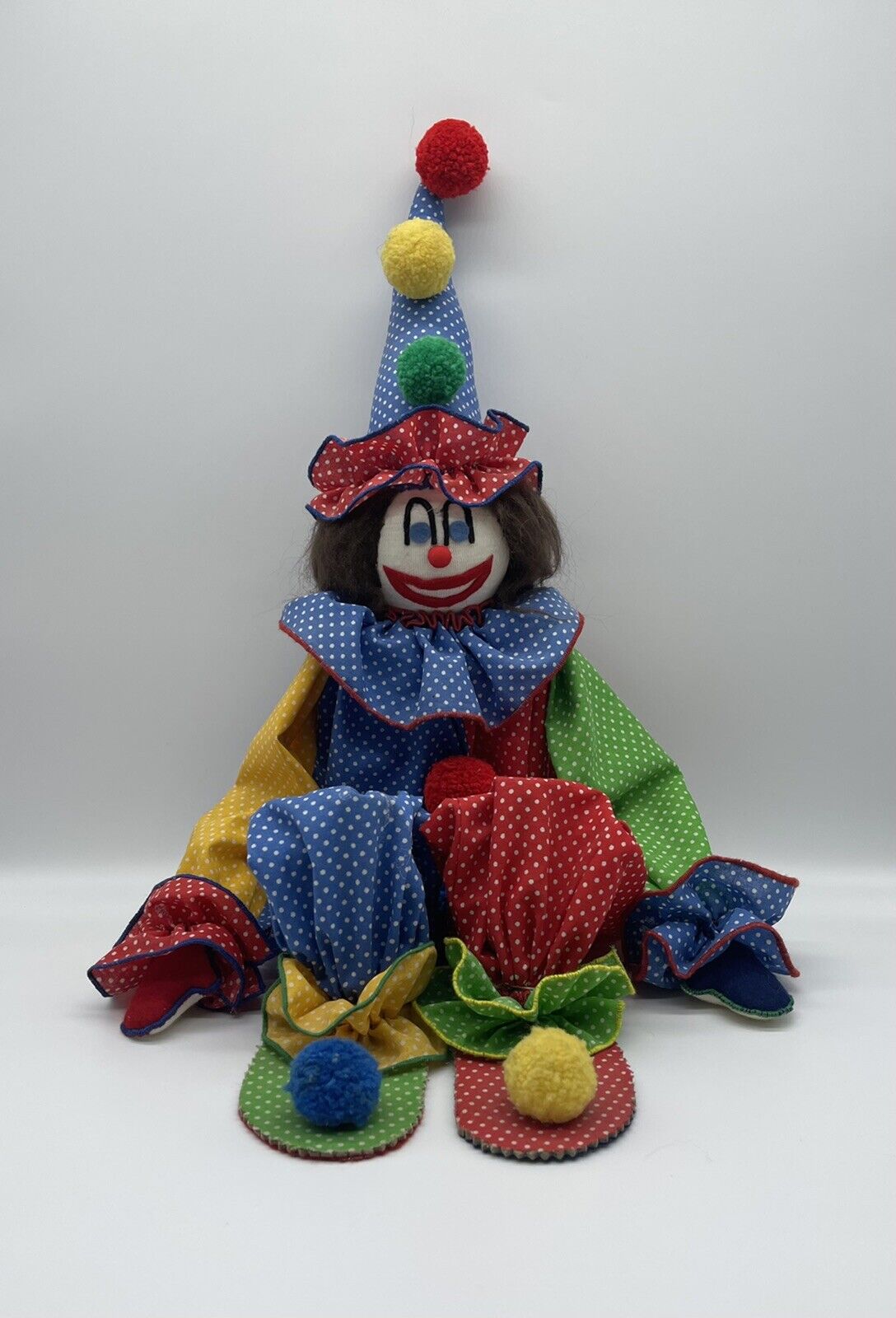 Vintage Handmade Circus Clown Shelf Sitter Doll 25\