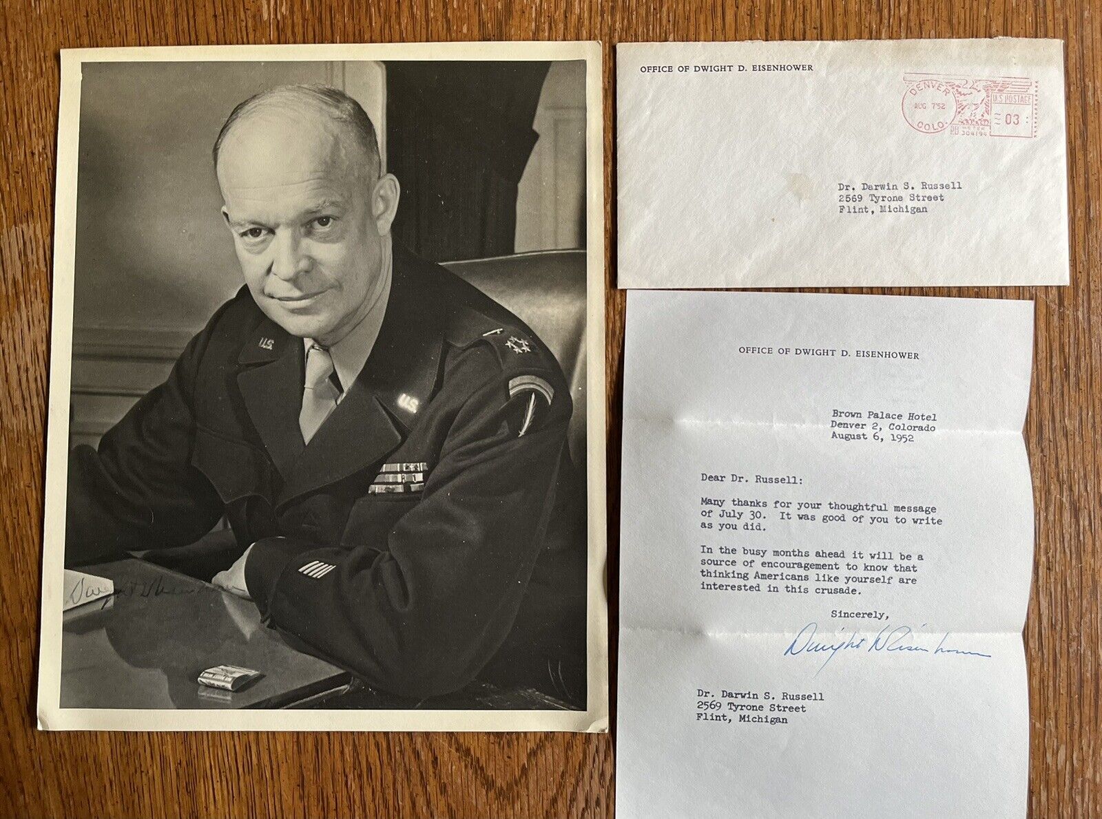 General Dwight D Eisenhower Signed 8x10 Photo And Letter With Envelope