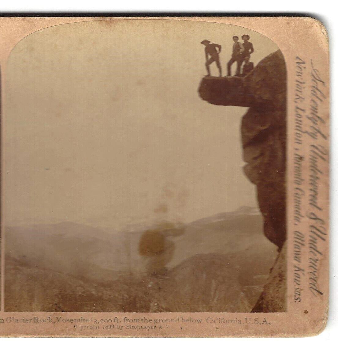 1899 Glacier Rock, Yosemite, California, Strohmeyer/Underwood Stereoview