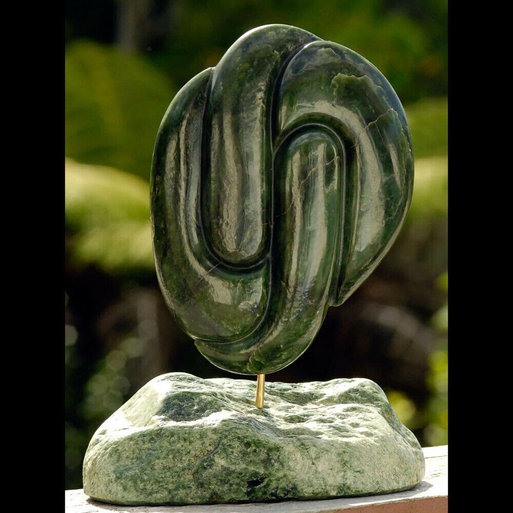 Original Maori Sculpture carved in Natural New Zealand Jade, COLLECTORS PIECE