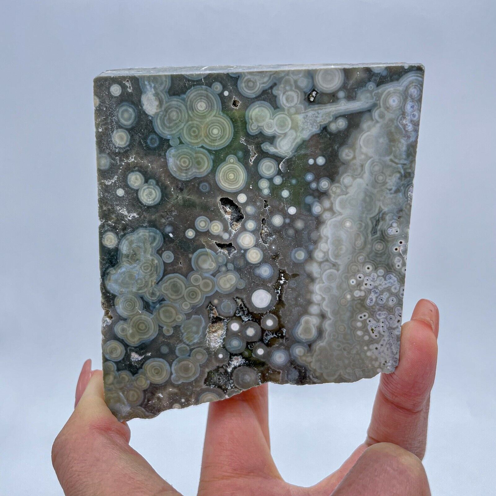 Collection  Amazing Orbicular Ocean Jasper Agate Druzy Slab Reiki Stone Gift 06