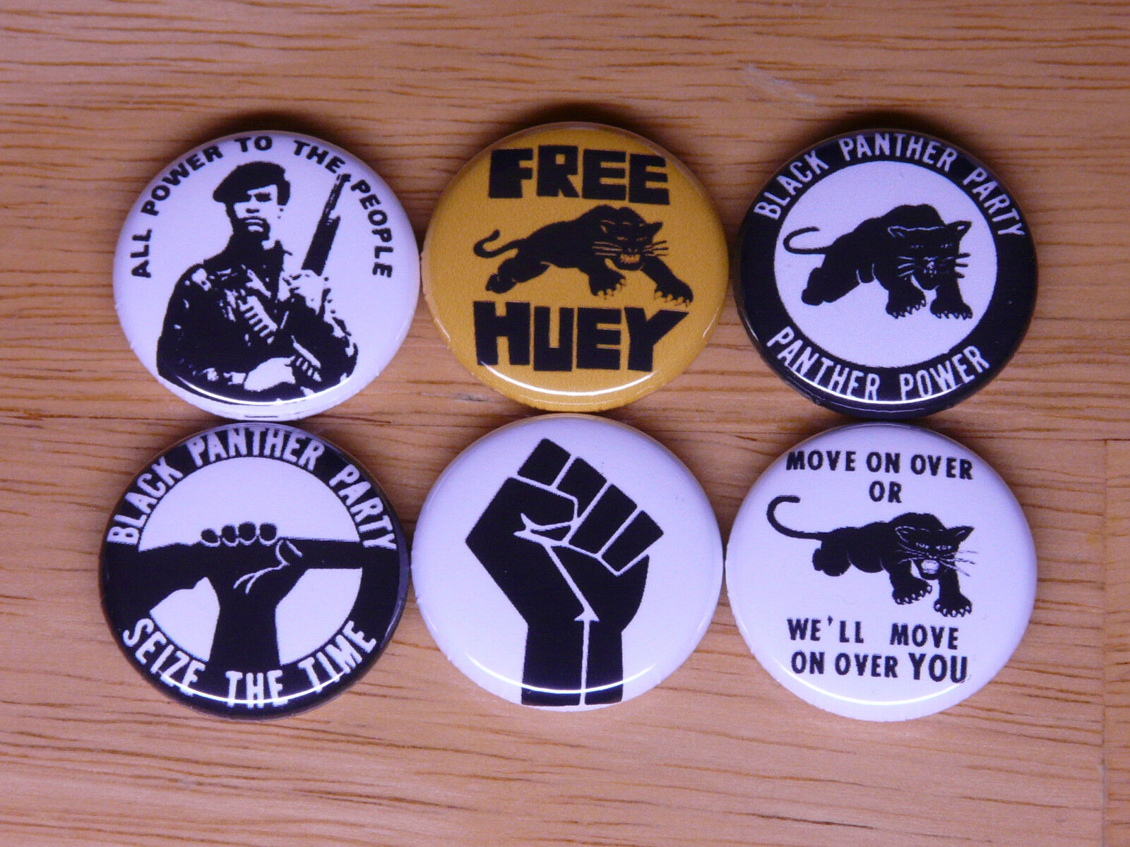 BLACK PANTHER 6 buttons pins badges black power 60s panthers party 