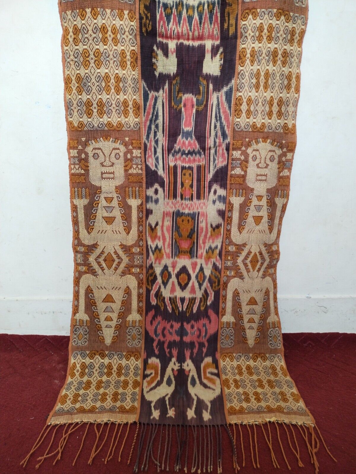 vintage amazing Indonesian sumba ikat woven blanket textile panel item891