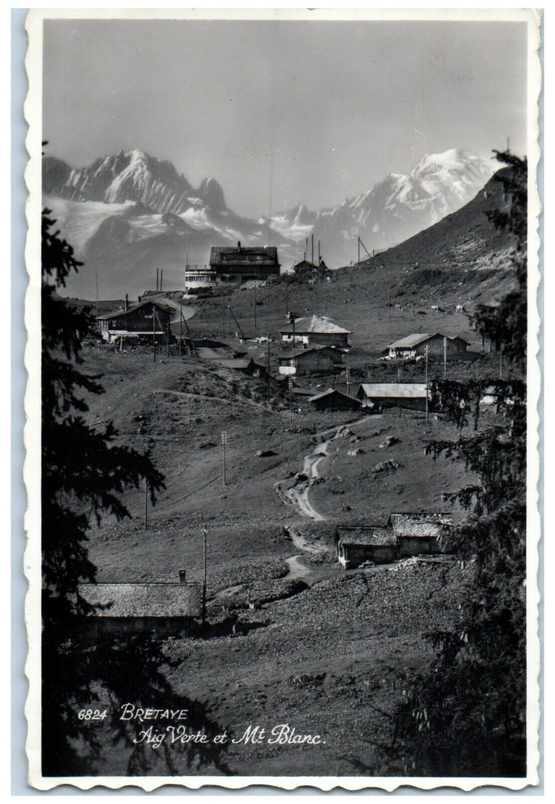 1954 Aig. Verte Et Mont Blanc. Bretaye Ollon Switzerland RPPC Photo Postcard