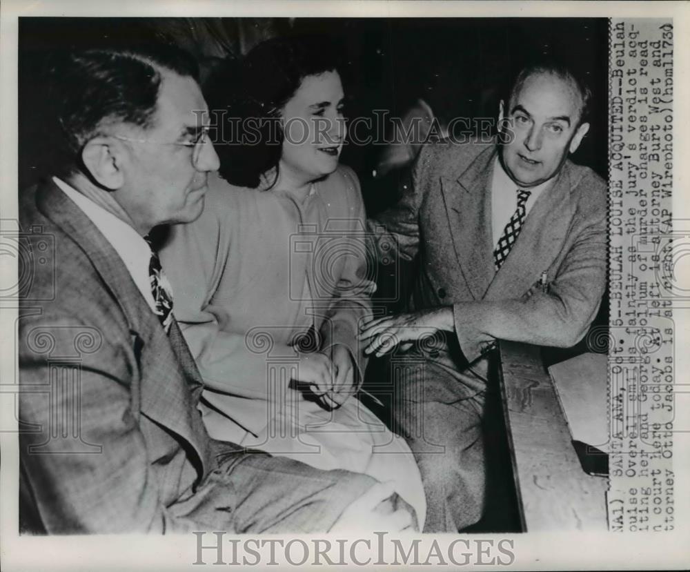 1947 Press Photo Beulah Louise Overell smiles faintly as Jury reads the verdict