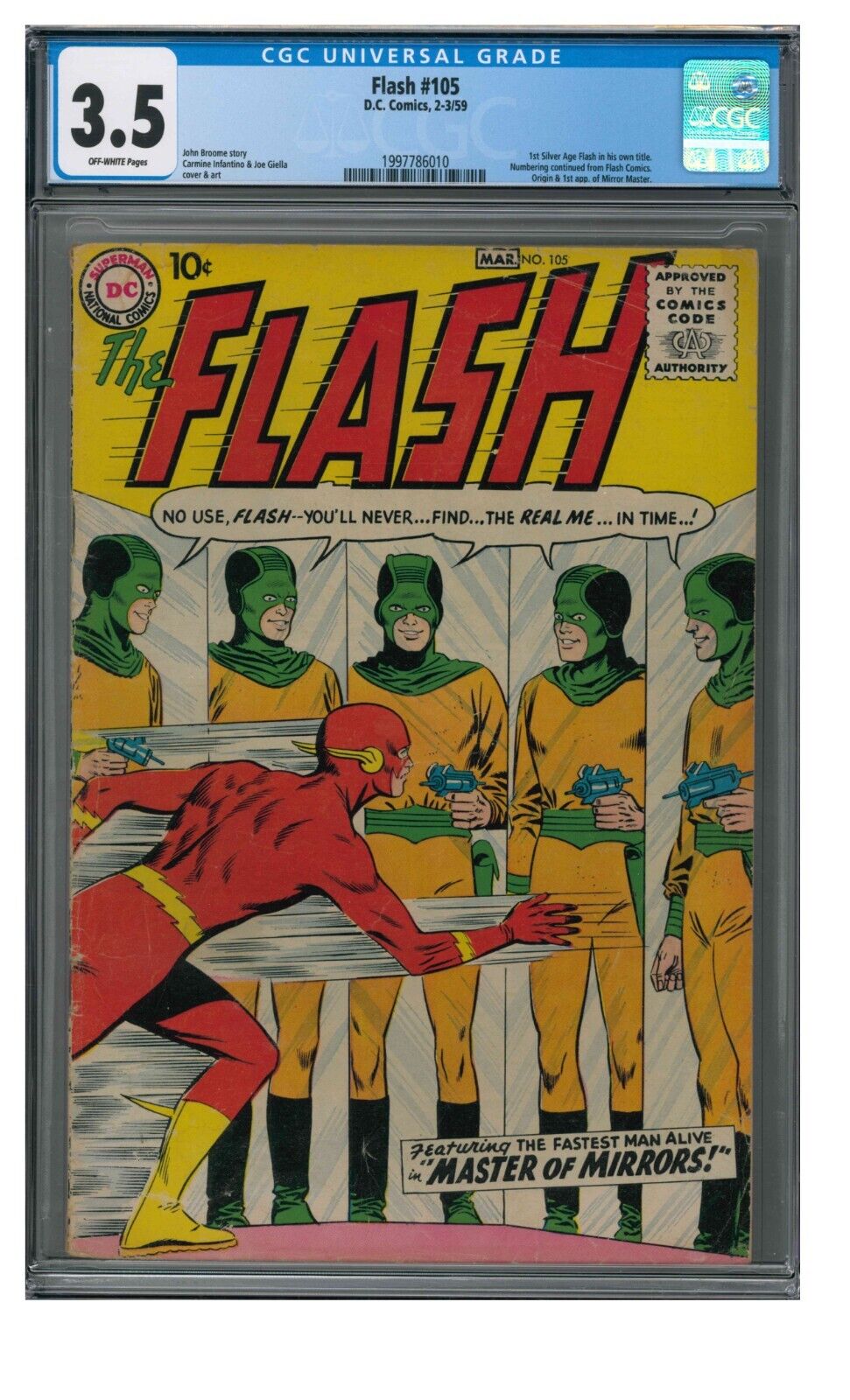 Flash #105 (1959) DC Key 1st Issue/1st Mirror Master CGC 3.5 ZL288
