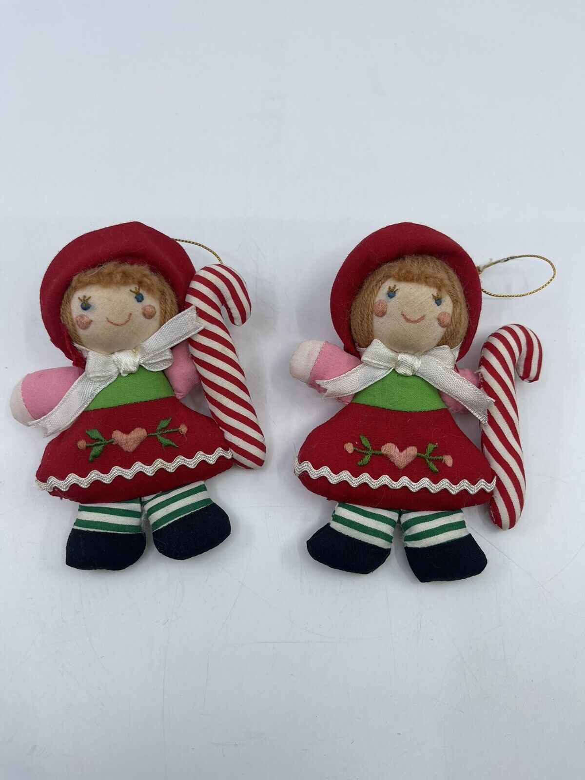VTG Rare Cloth Dolls Christmas Candy Can Oranaments Decor Holiday