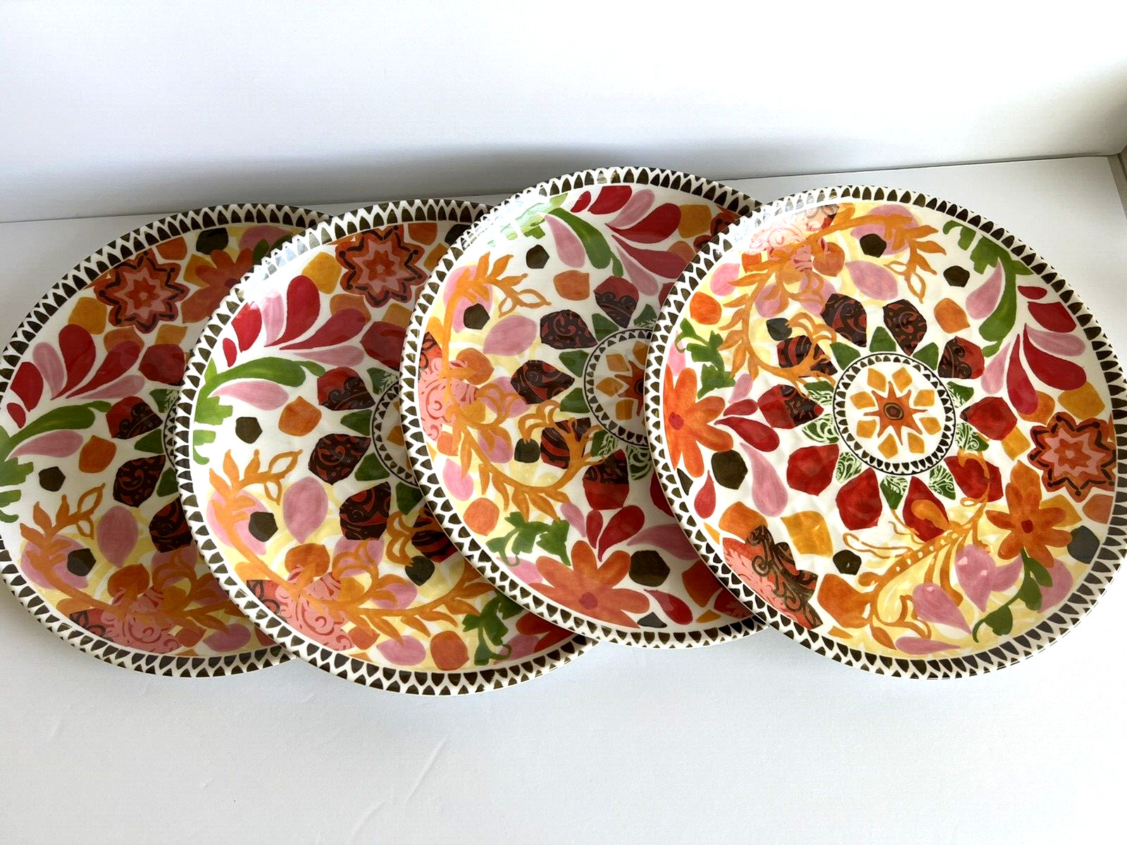 Set of 4 Threshold Multicolor Floral Melamine Dinner Plates 10 3/4” from 2015
