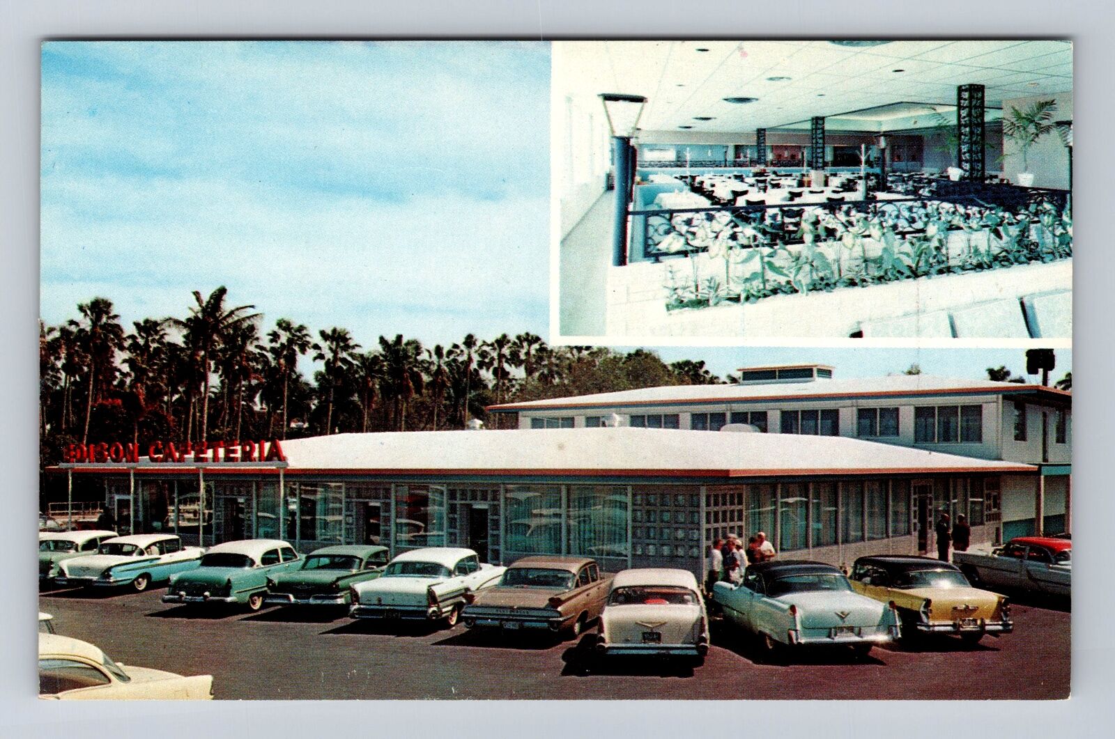 Ft Myers FL-Florida, Edison Cafeteria, Lamplighter Lounge Vintage Postcard